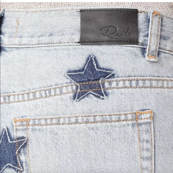 Rails Logan Embroidered Stars Jean Shorts Denim - Picture 4 of 8
